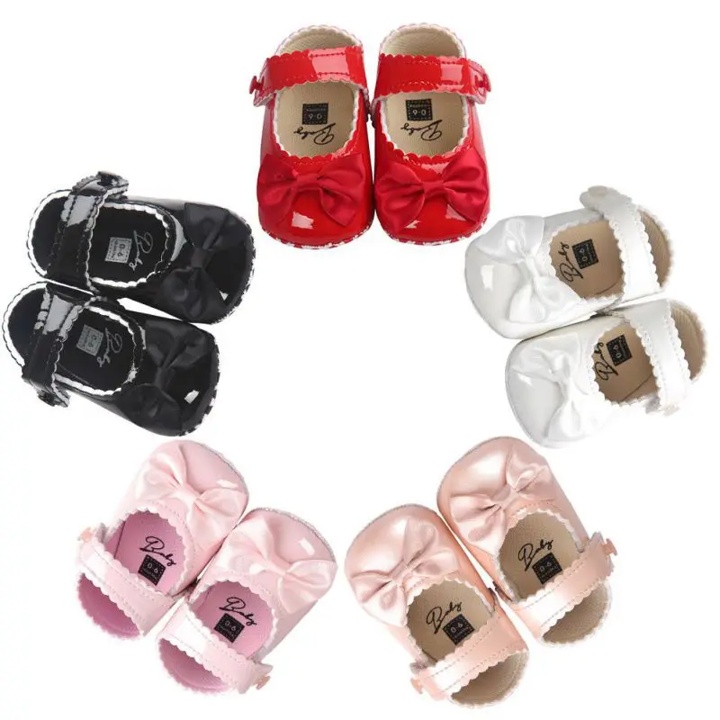 

Baby Girl Shoes Infant Baby Soft Sole PU Leather First Walkers Crib Bow Shoes Baby Moccasins Shoes