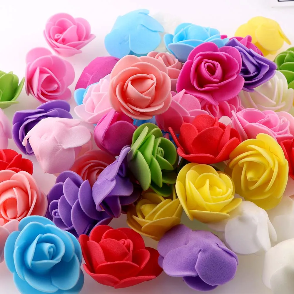 About 50Pcs 3cm Mix Color Rose Foam With Yarn Mini Artificial Silk Flowers Bouquet Wedding Decoration Wreaths | Дом и сад