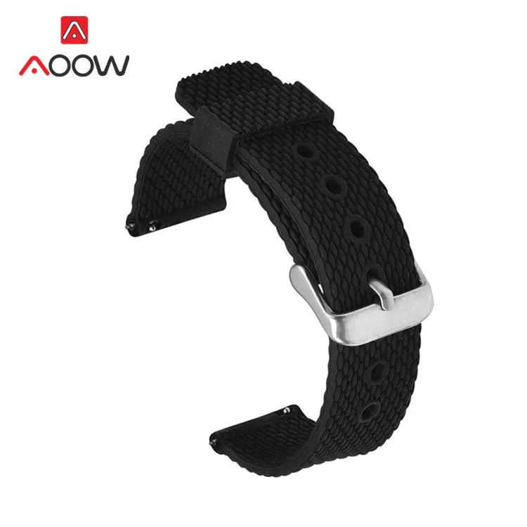 Black Мягкий силиконовый ремешок 18 мм 20 мм 22 мм 24 мм для samsung Galaxy Watch Active 42 мм 46 мм gear S3 Amazfit Sport Водонепроницаемый браслет - Цвет ремешка: Black