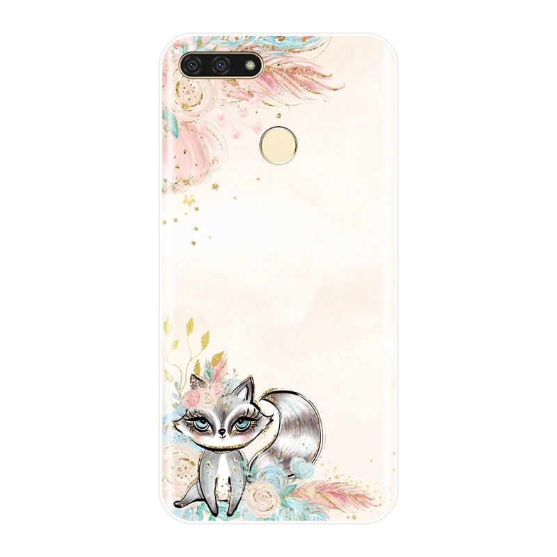 Phone Case For Huawei Y3 Y5 Y6 Y7 2017 II Pro Soft Silicone Unicorn Flower Fox Back Cover Prime 2018 Y9 2019 | Мобильные телефоны и