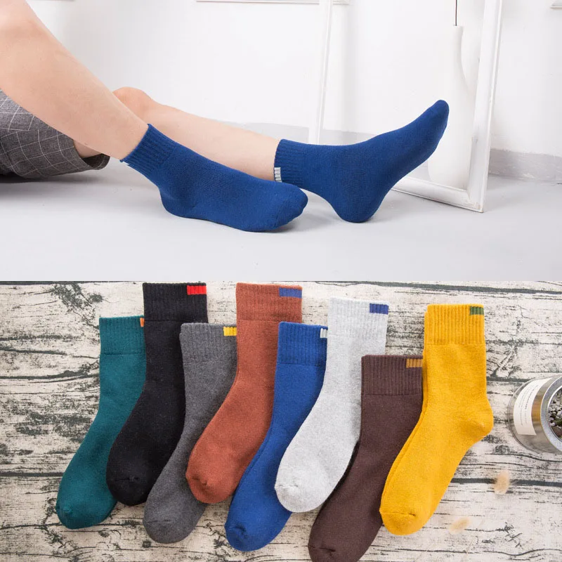 

2021 New Men Cotton Short Socks Classic Solid Color Thicker Warm Winter Spring Male Sock Meias Calcetine Sock Deodorant Socks
