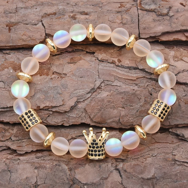 2019 новые браслеты модная цепочка из натурального Лабрадорит бусины браслет CZ с