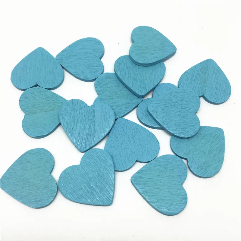 Light Blue 100 шт 18 мм 16 цветов деревянные сердца формы Ломтики Для винтажные свадебные столы украшения scaters конфетти - Цвет: Light Blue