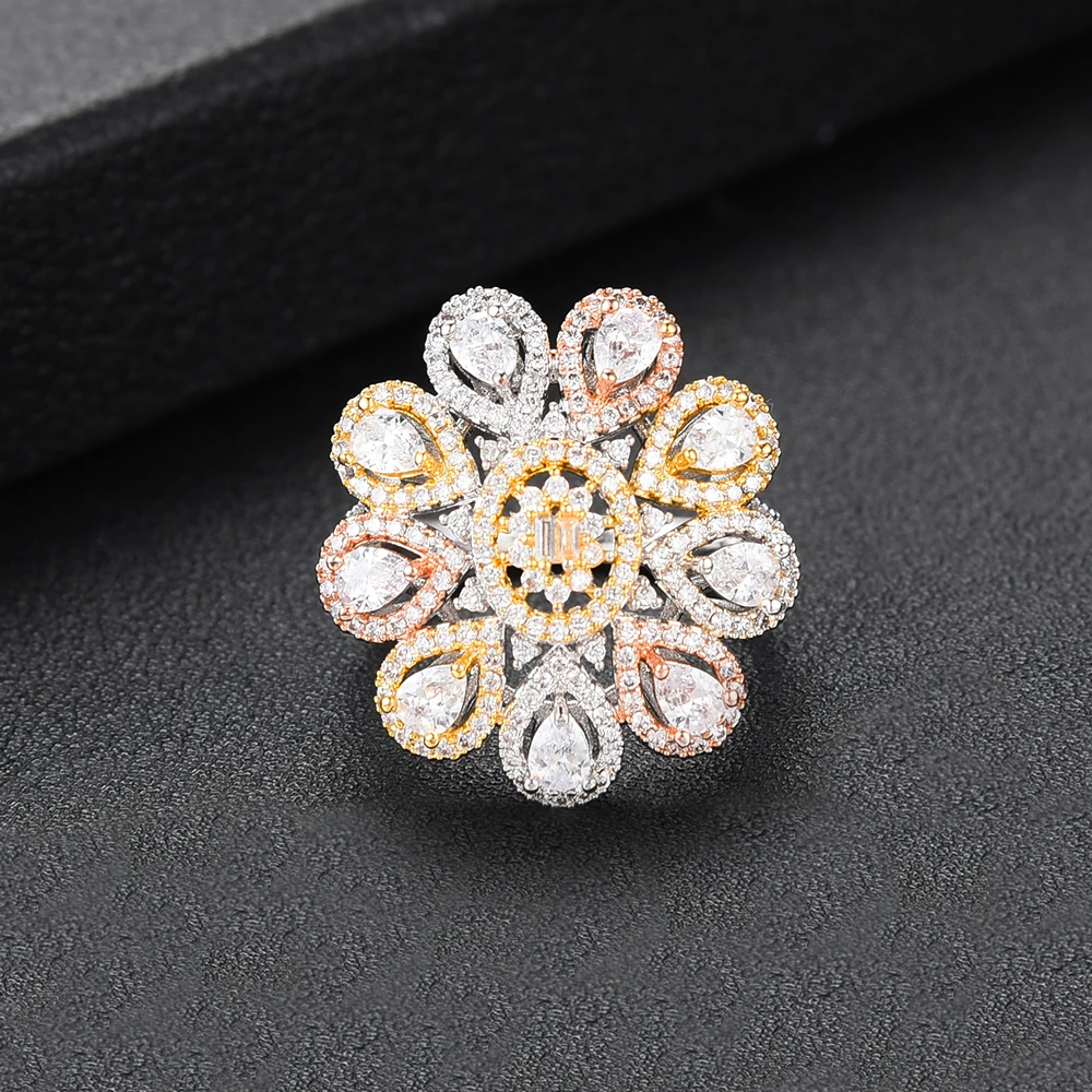 GODKI Luxury Trendy Flower Nigerian Jewelry sets For Women Wedding Cubic Zircon CZ Dubai Gold Bridal Jewelry Set