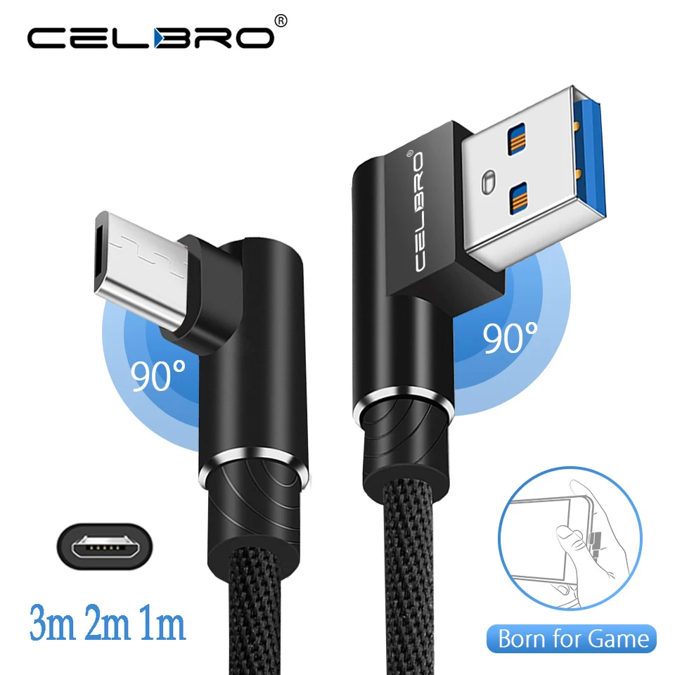 90 градусов Micro USB кабель под прямым углом Micro Usb кабель Microusb телефонный кабель для зарядного устройства для Xiaomi Redmi 4x 4a 5a S2 Note 4 5 6 Pro