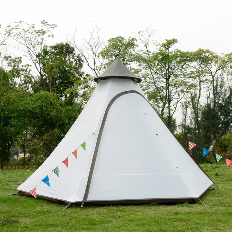 

Outdoor Mongolian Yurt Tent Waterproof Double Layer 6 Corner Tipi Indian tents Teepee Tent for Camping Tent 5 Persons