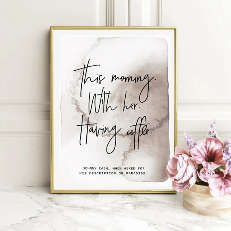 Картина на День святого Валентина с принтом цитатой надписью Jonny Cash Paradise Definition |