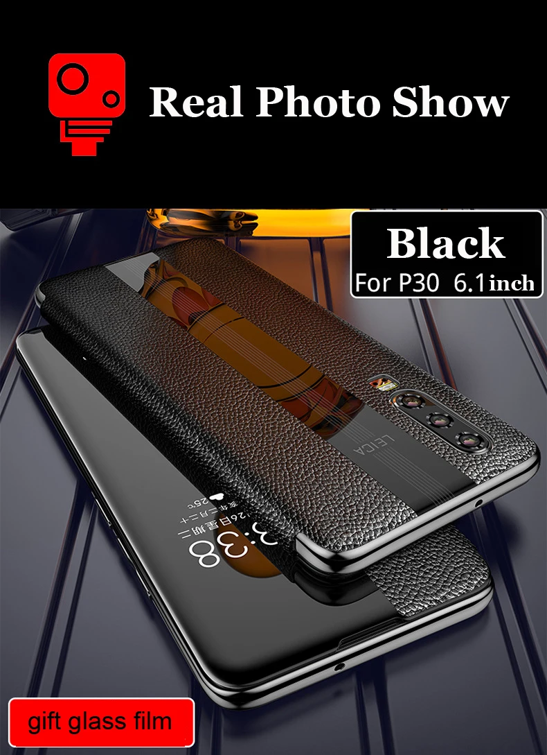 Huawei P30 Pro футляр из натуральной кожи Vpower Роскошные Smart View Окно кожа флип чехлы для huawei P30/P30 Pro чехлы
