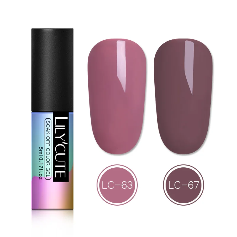 2pc 2 LILYCUTE 5 мл бледно-лиловый розовый телесный УФ-лак для ногтей фиолетовая серия длительный чистый лак для ногтей Гель-лак для маникюра - Цвет: 2pc 2