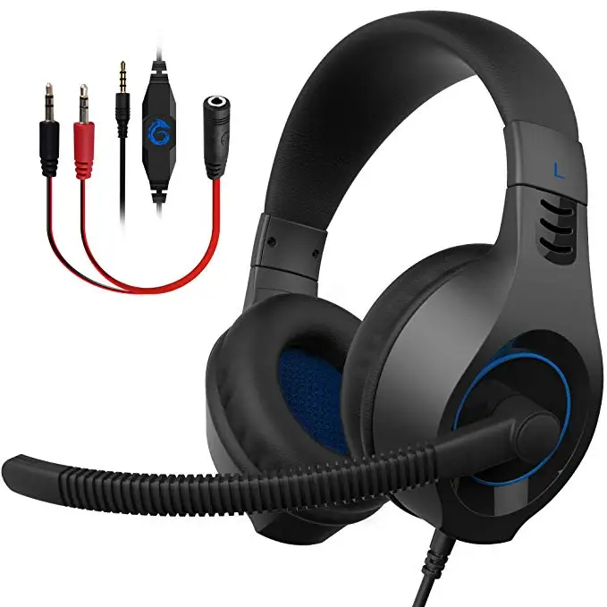 blue no gift box SENICC A2 PS4 Noise Cancelling Gaming Headset Stereo Surround Sound Gamer Headphones with Mic Voice Controller for Phone Pad - Цвет: blue no gift box
