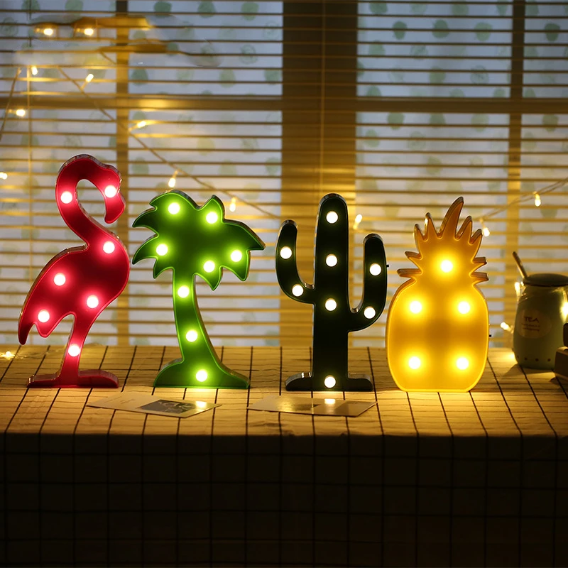 

Свадебное украшение светильник Фламинго фламинго украшение светодиодный Единорог кактусы ночник для единорога день рождения спальня