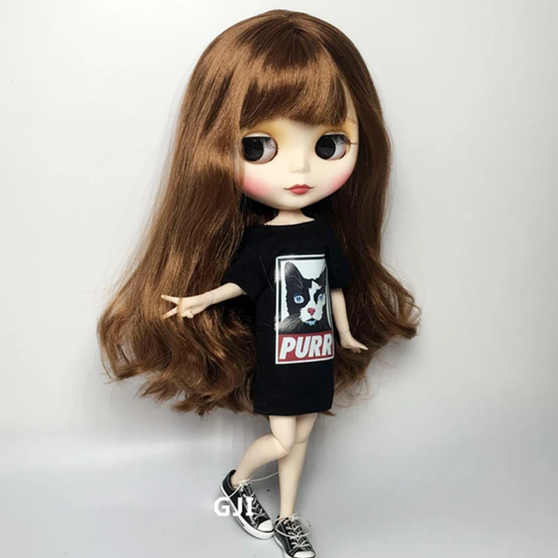 1 шт. модная длинная футболка с котом белая обезьяной для Blyth Azone Licca Barbis Kurhn 1/6