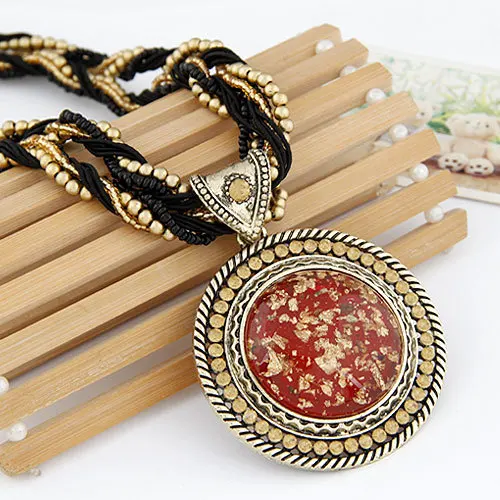 LEMOER богемные ювелирные изделия этническое ожерелье плетеные бусины Стразы