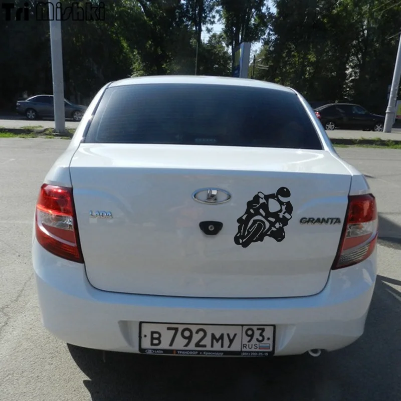 Tri Mishki HZX339# 15.5*15см biker on board байкер за рулем виниловые наклейки на авто наклейка для