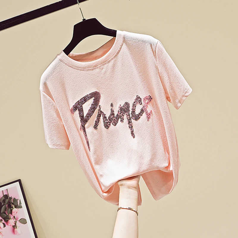 GGREIGHT Camisetas Mujer футболка женская с надписью Футболка блестками летние топы 2018