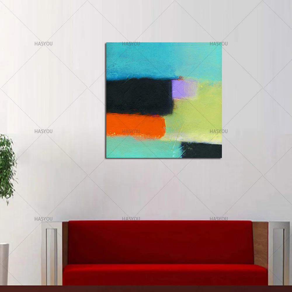 Oil Painting On Canvas Handmade Abstract Hand painted Modern Art Decor for Living Room Wall Blue Nordic | Дом и сад