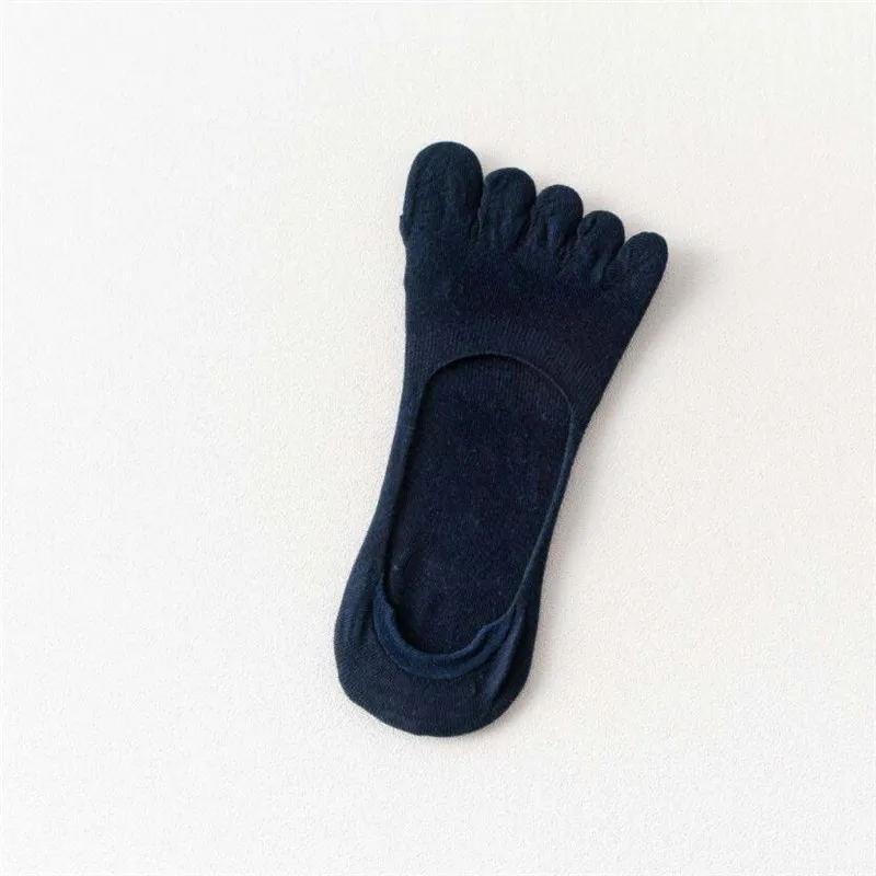 Тёмно-синий 1pair men five toe socks spring summer and autumn fashion short sock man's and male 5 finger cotton socks - Цвет: Тёмно-синий