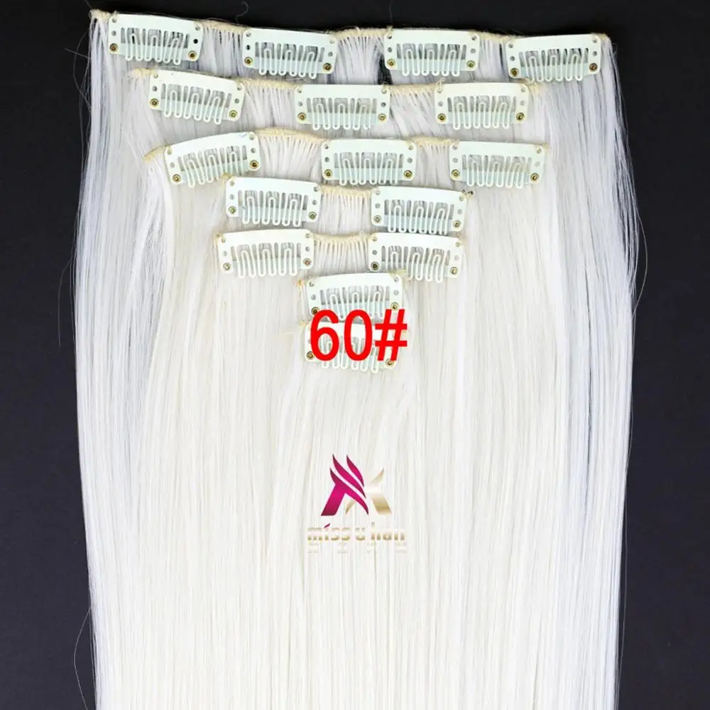 Miss U Hair 2" 130 г-135 г женский длинный прямой синтетический зажим на наращивание волос штук 7 шт./компл. Термостойкое волокно