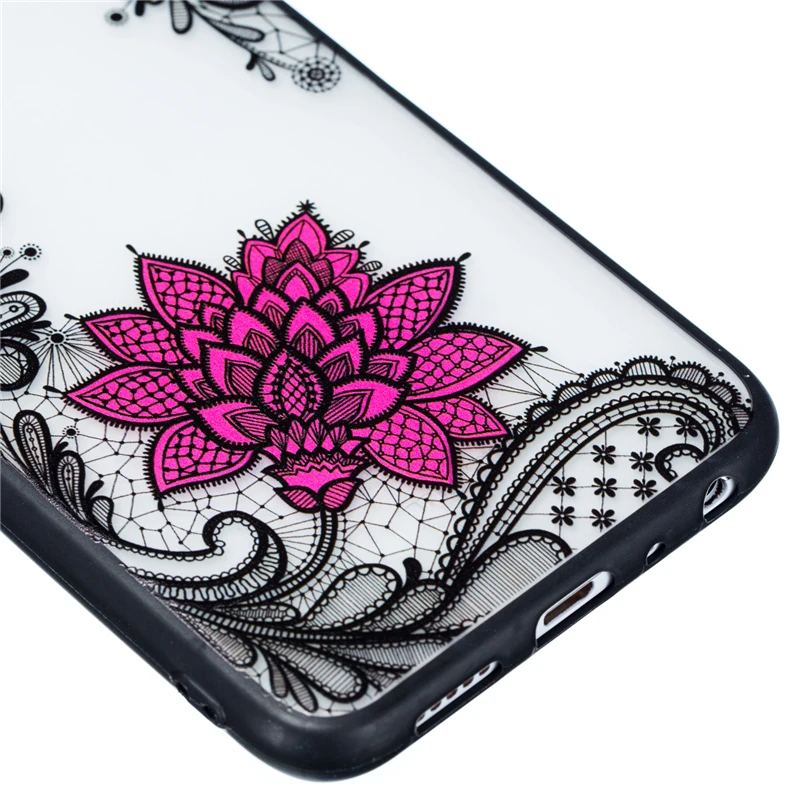 For Huawei Honor 9 Lite Case Dark Style Lace Black Rose Flower Relief Phone Cover Fundas |