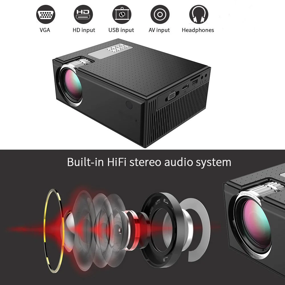 MINI Projector, 1080x800 Resolution, LCD Portable 3D Beamer for 4K Home Cinema