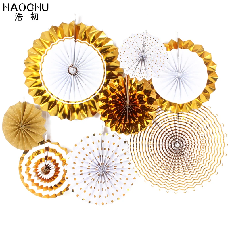HAOCHU 8 шт./лот 10 12 16 дюймов золотые серебряные бумажные цветы для детского
