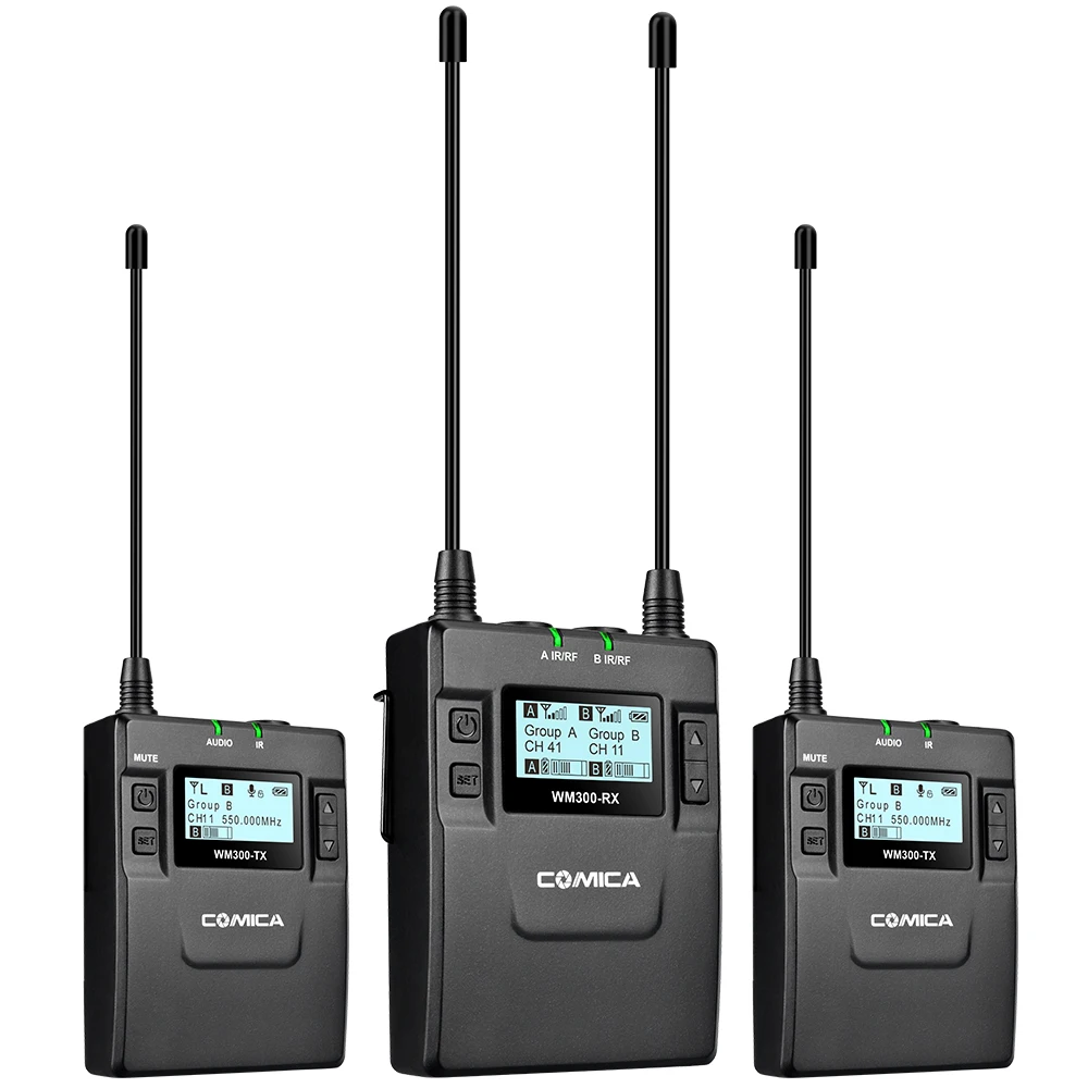 COMICA CVM-WM300 UHF 96-каналов металлический Беспроводной микрофон Dual-передатчик приемник-1 шт.), 120 м бесперебойная запись для видеокамеры DSLR