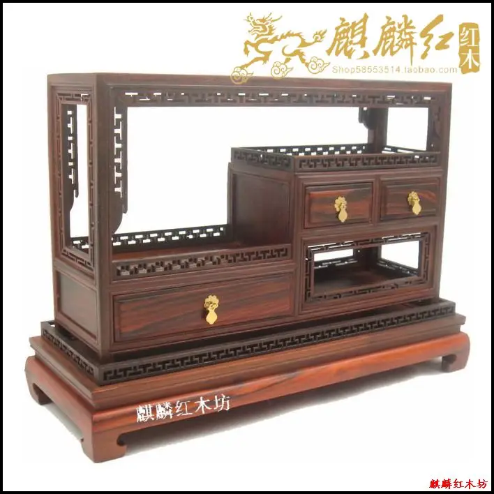 

Kylin rosewood rosewood crafts three micro miniature furniture of Ming and Qing Dynasties pumping high low cabinet model collect