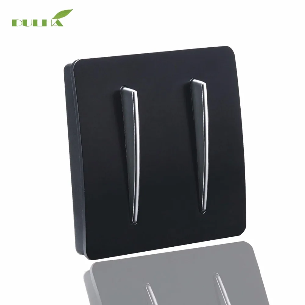 DULHA 2 Gang Way настенный выключатель света 10A 110 ~ 250V 220V электрическая кнопка Черный PC
