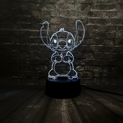 Stitch 1 Дропшиппинг Лило Ститч Новинка 3D ночной светильник светодиодный светильник Микки Минни Маус Динь колокольчик 7 цветов Декор для комнаты подарок для ребенка - Испускаемый цвет: Stitch 1