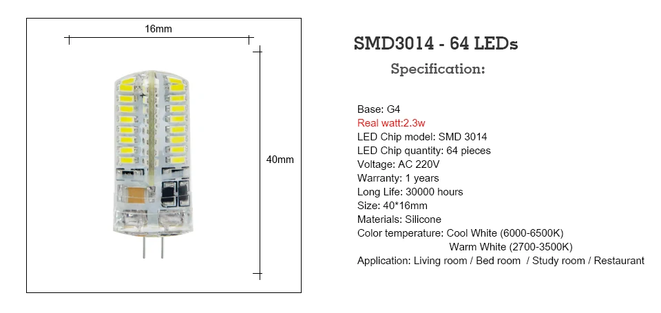 KARWEN 10 шт./лот светодиодный лампочка G4 лампа 3 Вт высокой мощности SMD3014 2835 DC 12 В AC 220 В белый/теплый белый светильник силиконовые люстры