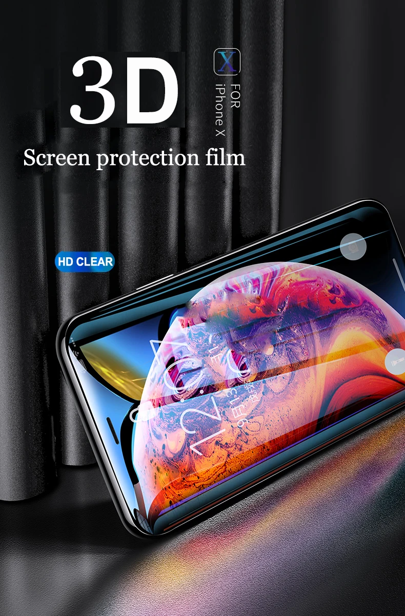 Ультрафиолетовый светильник, закаленное стекло с полным клеем для iPhone X, XR, XS, MAX Sceen, защита для iPhone 6S, 7, 8 plus, 11 pro, нано жидкая стеклянная пленка