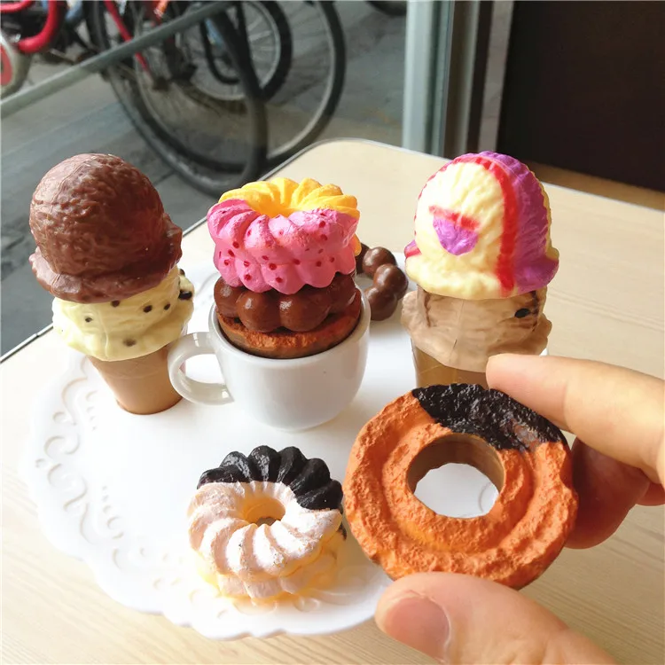 Претендует мороженое Donut Печенье стека баланс игрушки кухонный аксессуар малыш моделирование пищевого пластика детей миниатюрный кукольный домик
