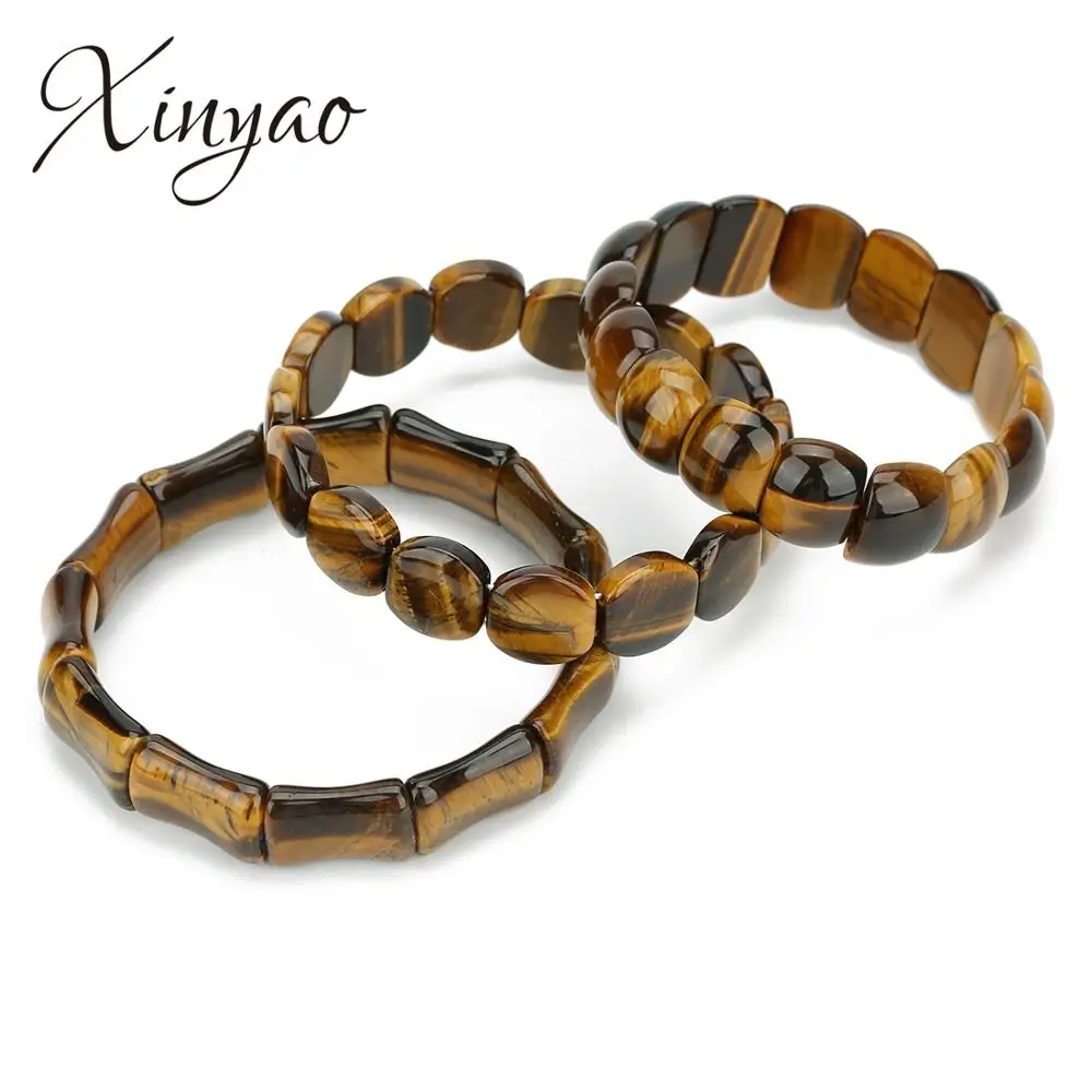 Бусины Xinyao из коричневого тигрового глаза эластичные браслеты с подвесками