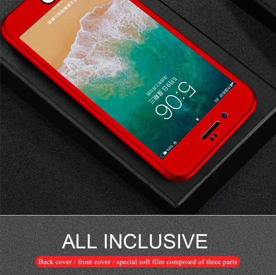 Flanagan 360 градусов чехол для телефона s для iPhone 6 7 8 Plus чехол с закаленным стеклом полный чехол s для iPhone 5 5S 6 6s 7 8 x оболочка