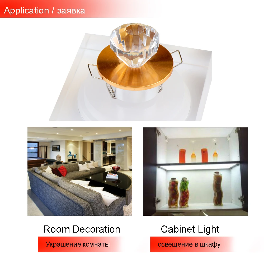 

Cabinet LED Spotlight Mini Led Spot Light Lamp Bulb 3W Diamond Ceiling Down Lighting RGB Changeable Color AC110V 220V Gold JQ