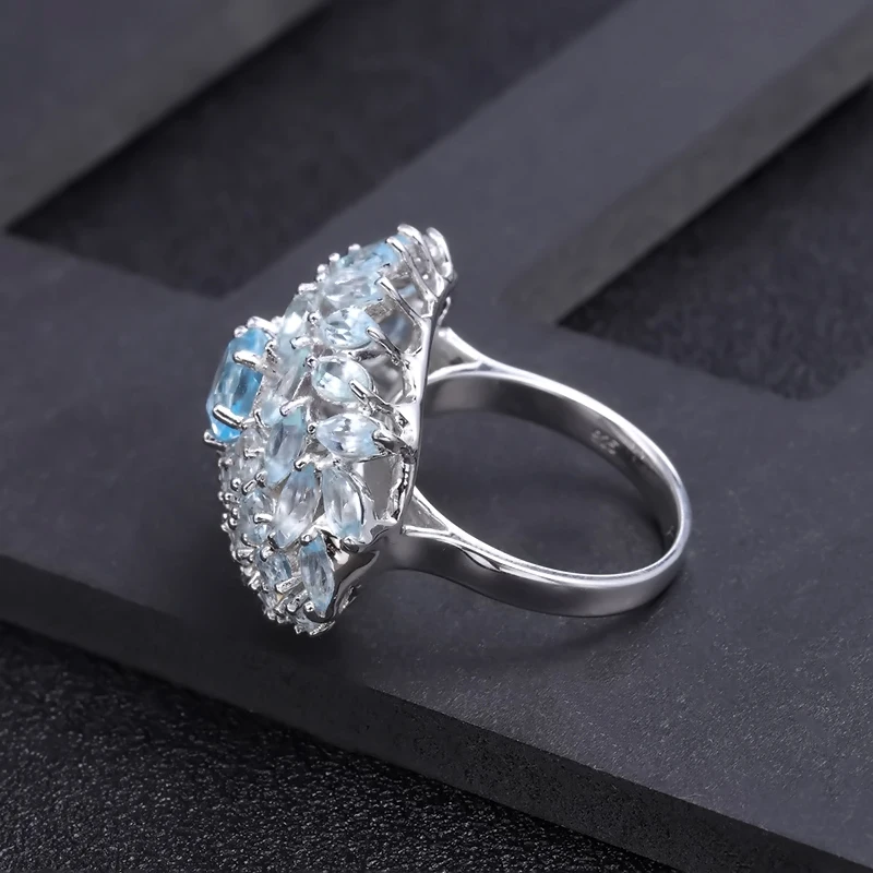 Кольцо женское из серебра 925 пробы с натуральным голубым топазом 19 95 карата