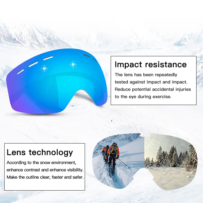 Зимние Детские незапотевающие лыжные очки двухслойные UV400 ветрозащитные для