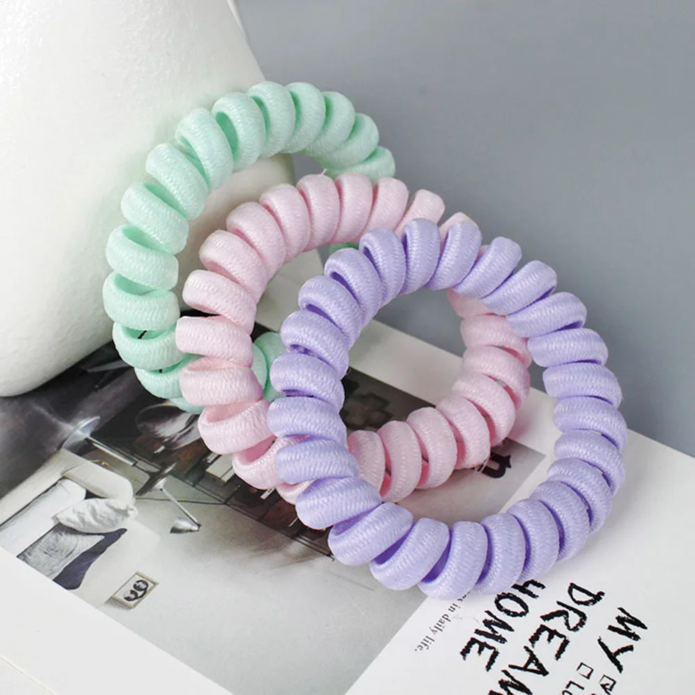 Резинки для волос женские спиральные высокоэластичные цветные аксессуары