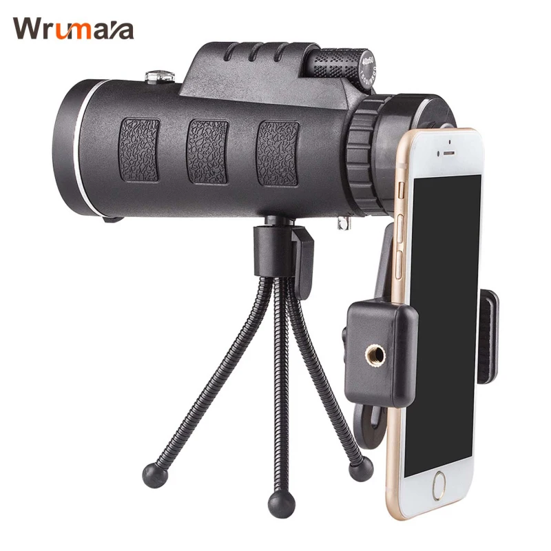 WRUMAVA 40x60 HD зум оптический высокой мощности увеличение Монокуляр Область телескоп Телефон объектив Комплект и штатив для iphone samsung