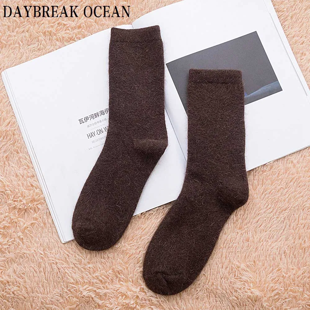 Coffee Wool Socks 4 пары, высокое качество, супер мягкий кашемир из ангоры, шерсть кролика, плотные теплые носки, мериносовые мужские носки,, большой размер, зимние носки для мужчин - Цвет: Coffee Wool Socks