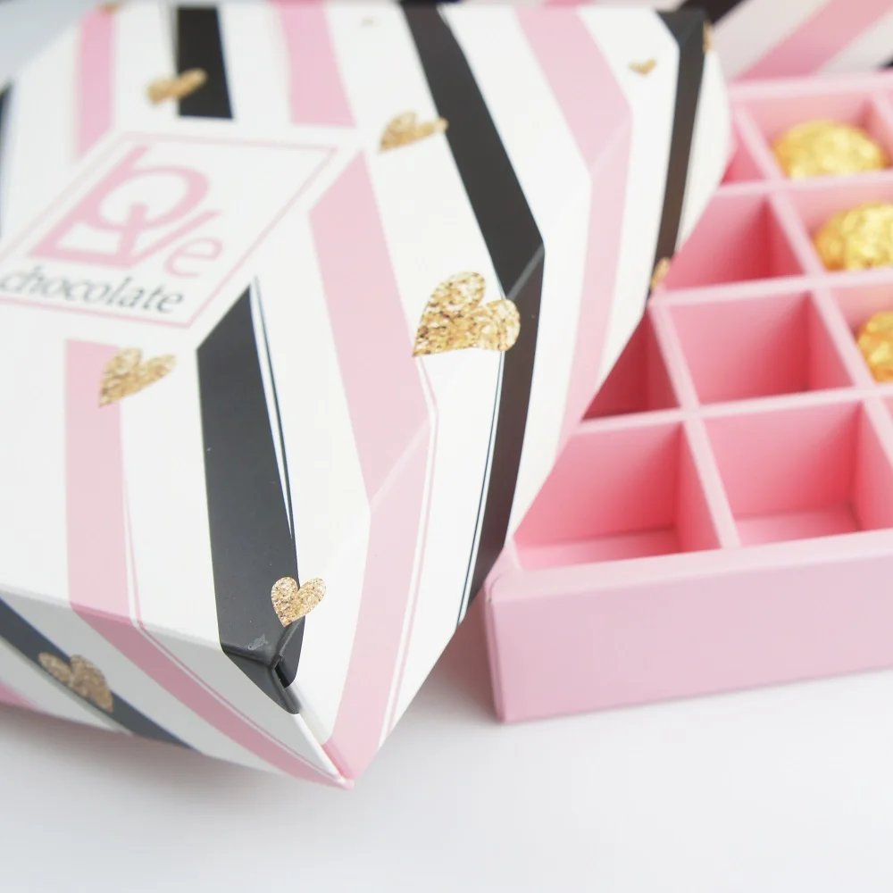5 компл. Розовое золото любовь дизайн choclate конфеты бумажная коробка как праздничная подарочная упаковка Свадьба Рождество пользу использования коробки для хранения