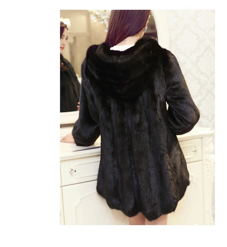 artificial fur coat Women Mink Fur Jacket Women Hooded Faux Fur Rabbit Fur Coat Long Overcoat Plus Size Outwear 4XL Winter Coat