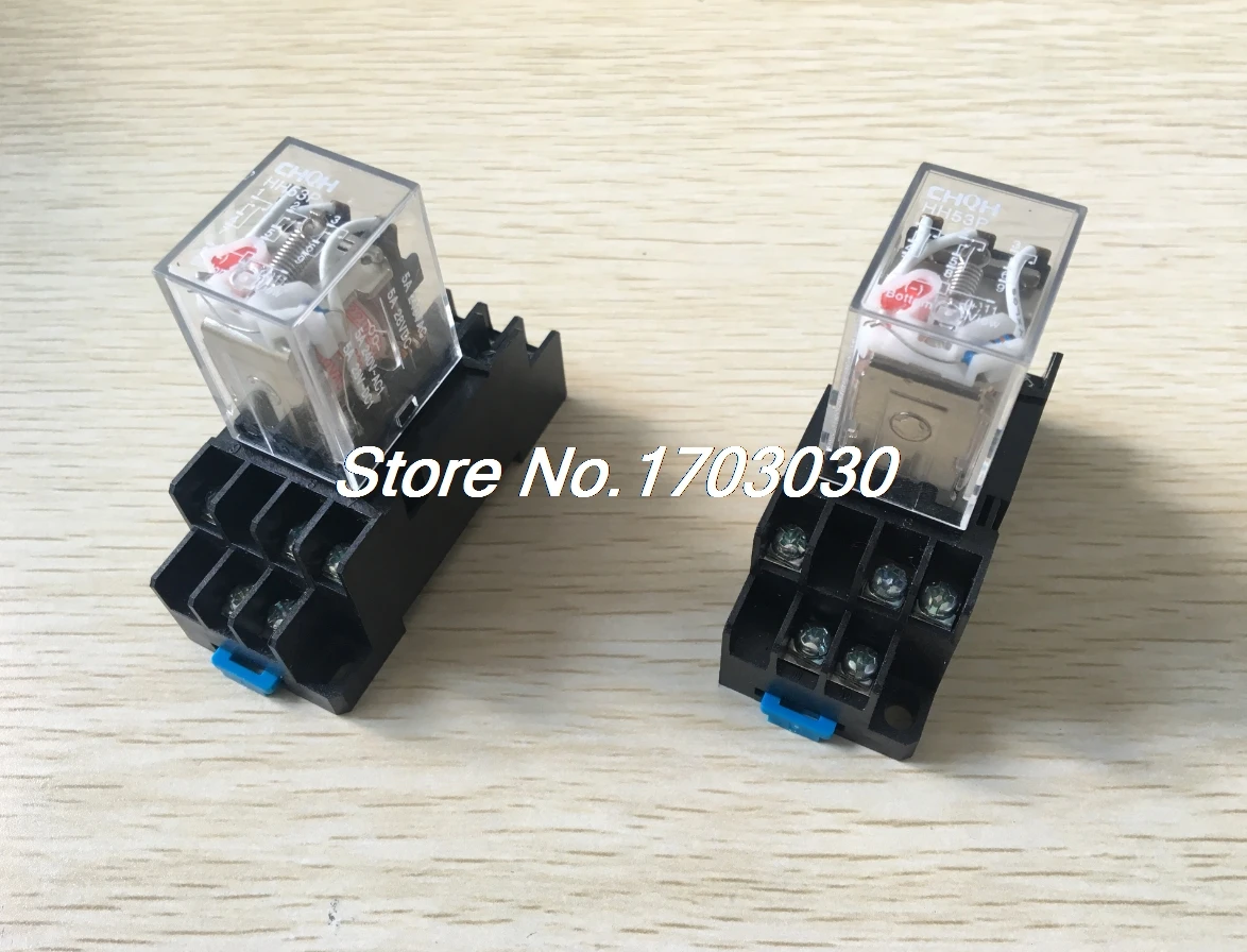 2 шт. HH53P AC 220/240V 3PDT красный светодиод DIN Крепление Реле мощности w разъем