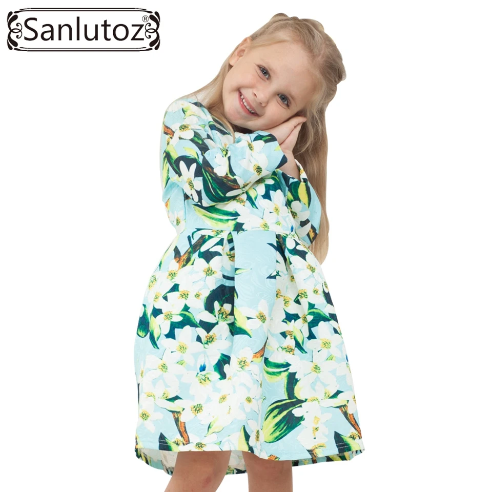 Платье для девочек с цветочным принтом зима 2016 детская одежда брендовая детское