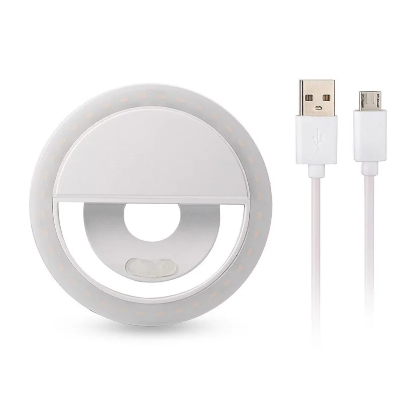 White Светодиодный кольцевой светильник для селфи с USB, портативная лампа для селфи телефона, кольцевой светильник для фотосъемки, светящийся кольцевой светильник, Новинка - Цвет: White
