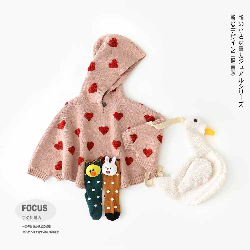 Свитер для девочек зимнее пальто с объемным жаккардовым принтом маленькая