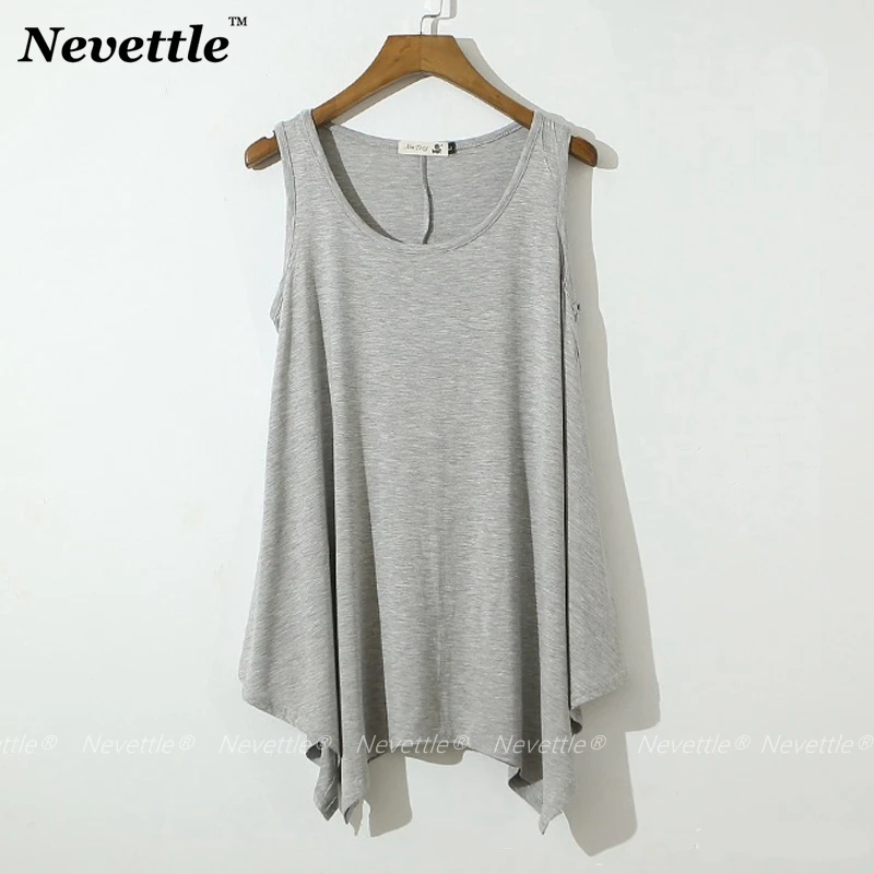 Nevettle Большие размеры Для женщин без рукавов Нерегулярные Топы модальный хлопок