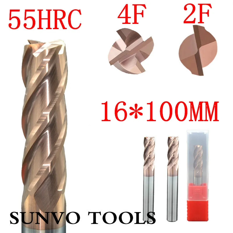 HRC45 HRC50 HRC55 HRC60 4F 2F 16x100 мм 16 Карбид вольфрама CNC торцевая фреза R8 шаровая Концевая