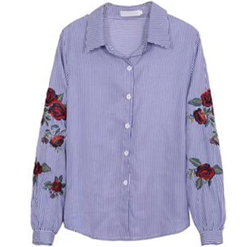 Новинка 2019 Стильная Милая женская блузка с цветочной вышивкой осенняя Модная