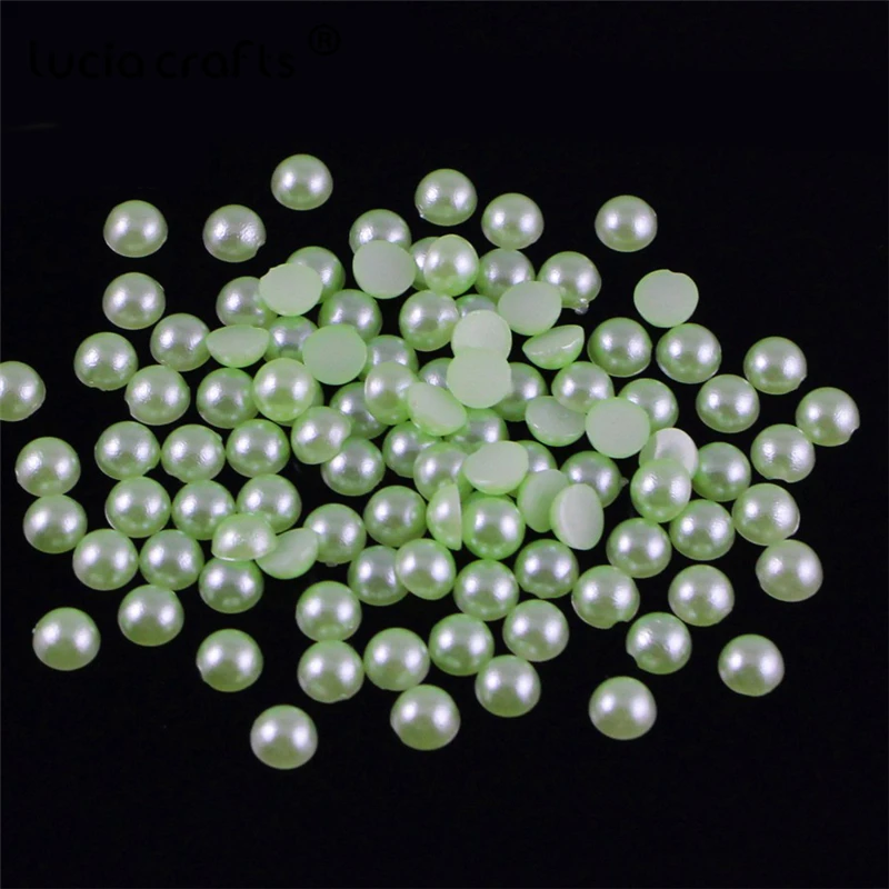Lucia crafts 550 шт/1100 шт 5 мм многоцветные поделки ABS искусственный жемчуг полукруглый плоский с оборота жемчуг DIY аксессуары F0907